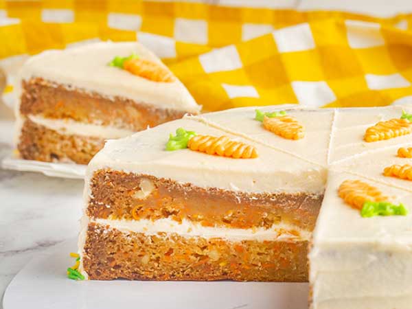 Halwa Spiced Carrot Cake with Condensed Milk Icing & Gold Leaf |